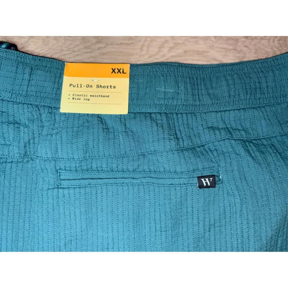 Houston White Target Teal Green Pull On Shorts XXL Textured Cotton Wide Leg